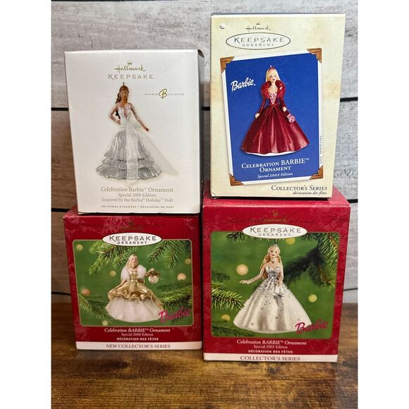 Hallmark‎ Barbie Celebration Ornament Lot of 4 2000 2001 2002 2008 - Picture 1 of 6